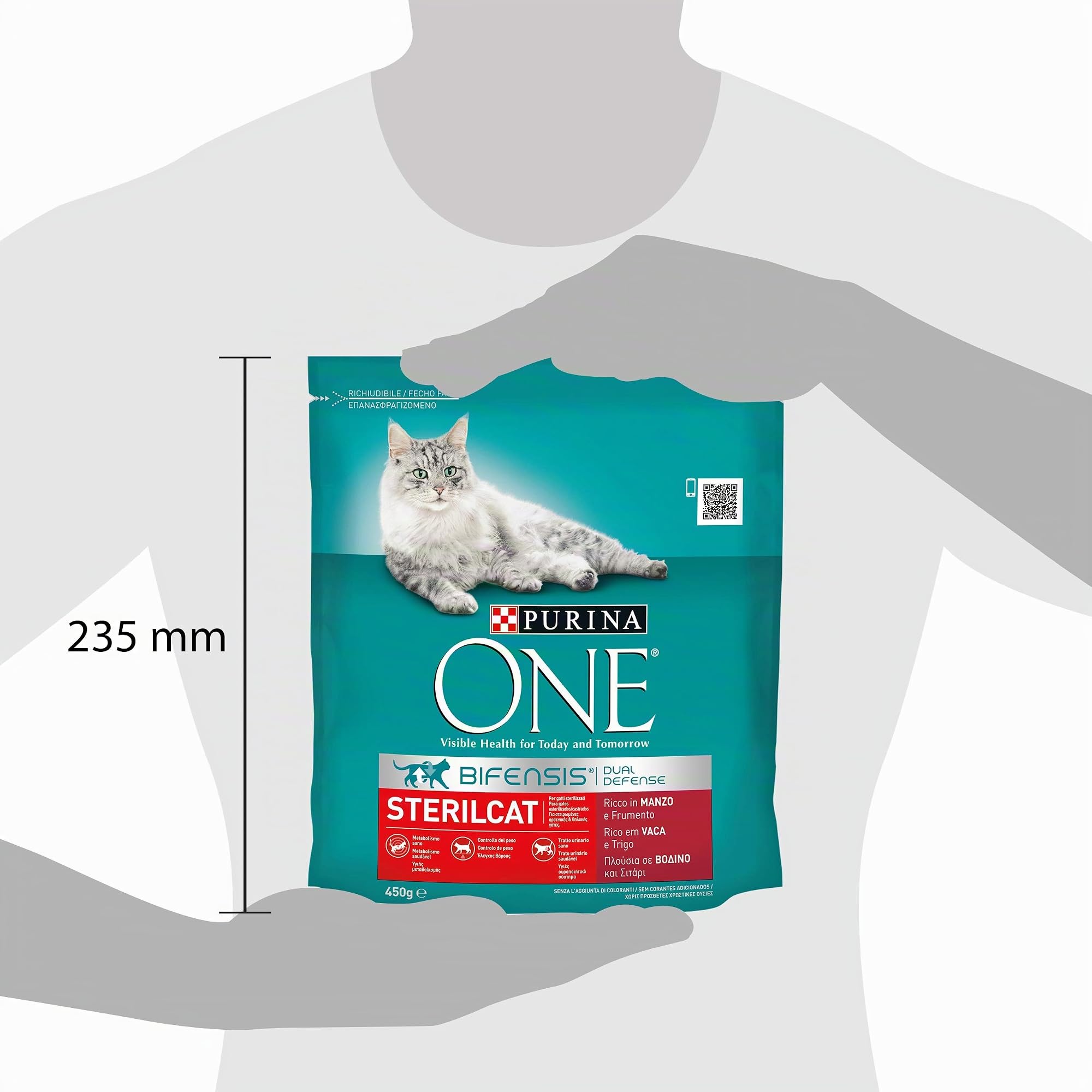 Purina One Bifensis Sterilcat Crocchette Gatto Sterlizzato, Ricco in Manzo e Frumento - 10 sacchi da 450 g ciascuno (Confezione da 10 x 450 g) | Confezione 10x450g | Difese immunitarie