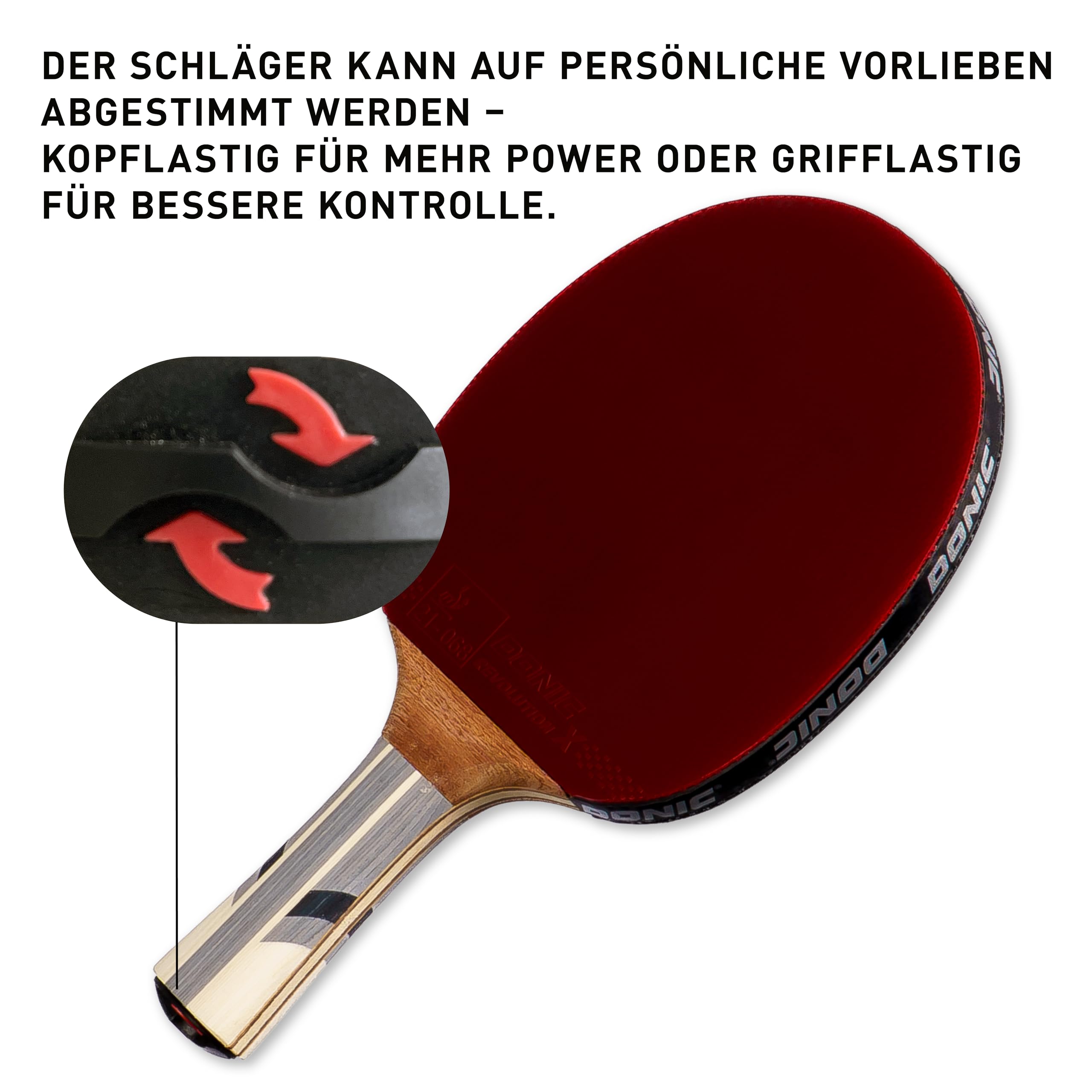 Donic-Schildkröt Tischtennisschläger Waldner 3000, ABP-Griff, 2,1 mm Schwamm, Carbonholz, Liga - ITTF Belag, 751803