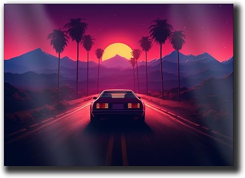 Unique Synthwave Style Retro Art, 80s style art, framed poster print, guest room art, cool living room art, Art Print, Wall Art