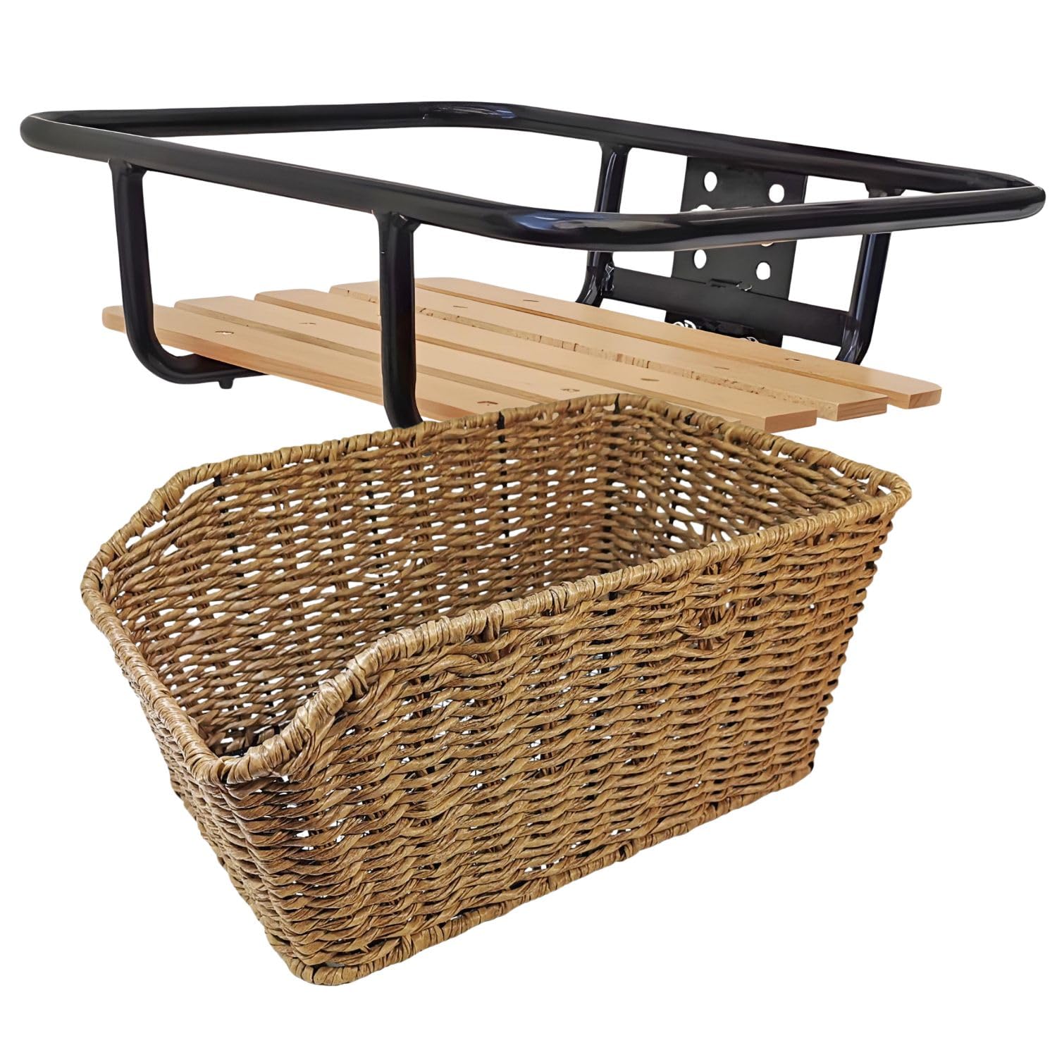 Red Loon Frontgepäckträger + Fahrradkorb XL Pro | Gepäckträger Vorderrad | Front Loader | Rattanlook Seegras | Gepäckträgerkorb