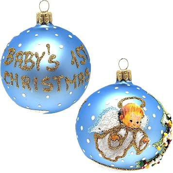 Baby First Christmas Hand Blown Glass Balls Glass Art Christmas Ornament Glass Decor Handcrafted Christmas Decoration Made in Poland