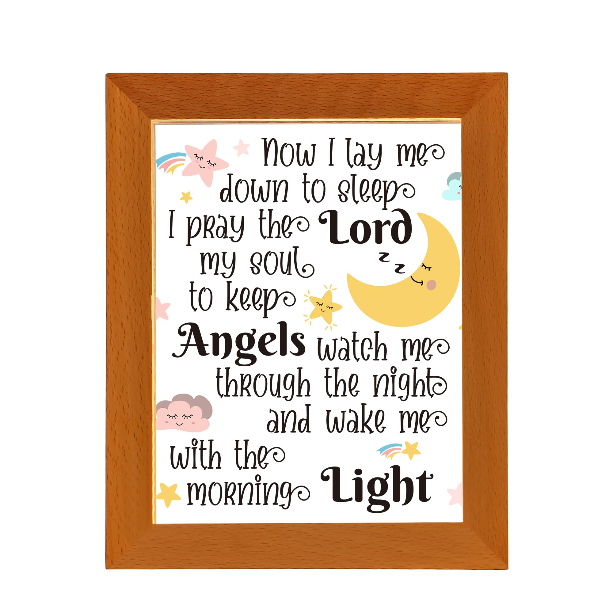 WSYEAR Baptism Gifts for Girl & Boy - Baby Christening Gifts, Nursery Decor Acrylic Photo Frame Night Light - Now I Lay Me Down to Sleep