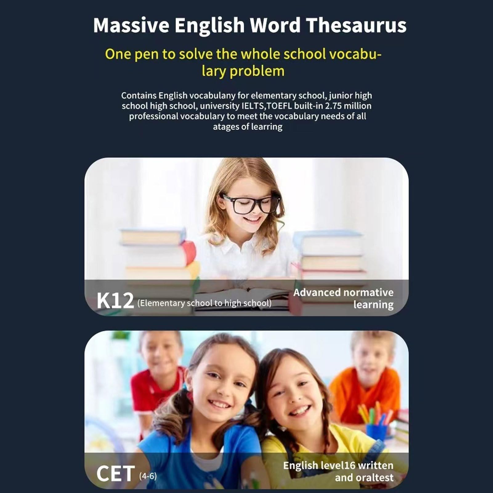 FTVOGUE Bolígrafo de Traducción Portátil Multifuncional, Traductor Digital de Varios Idiomas, Bolígrafo de Diccionario para Libros de Cuentos, Libros de Texto y Periódicos (Blue)