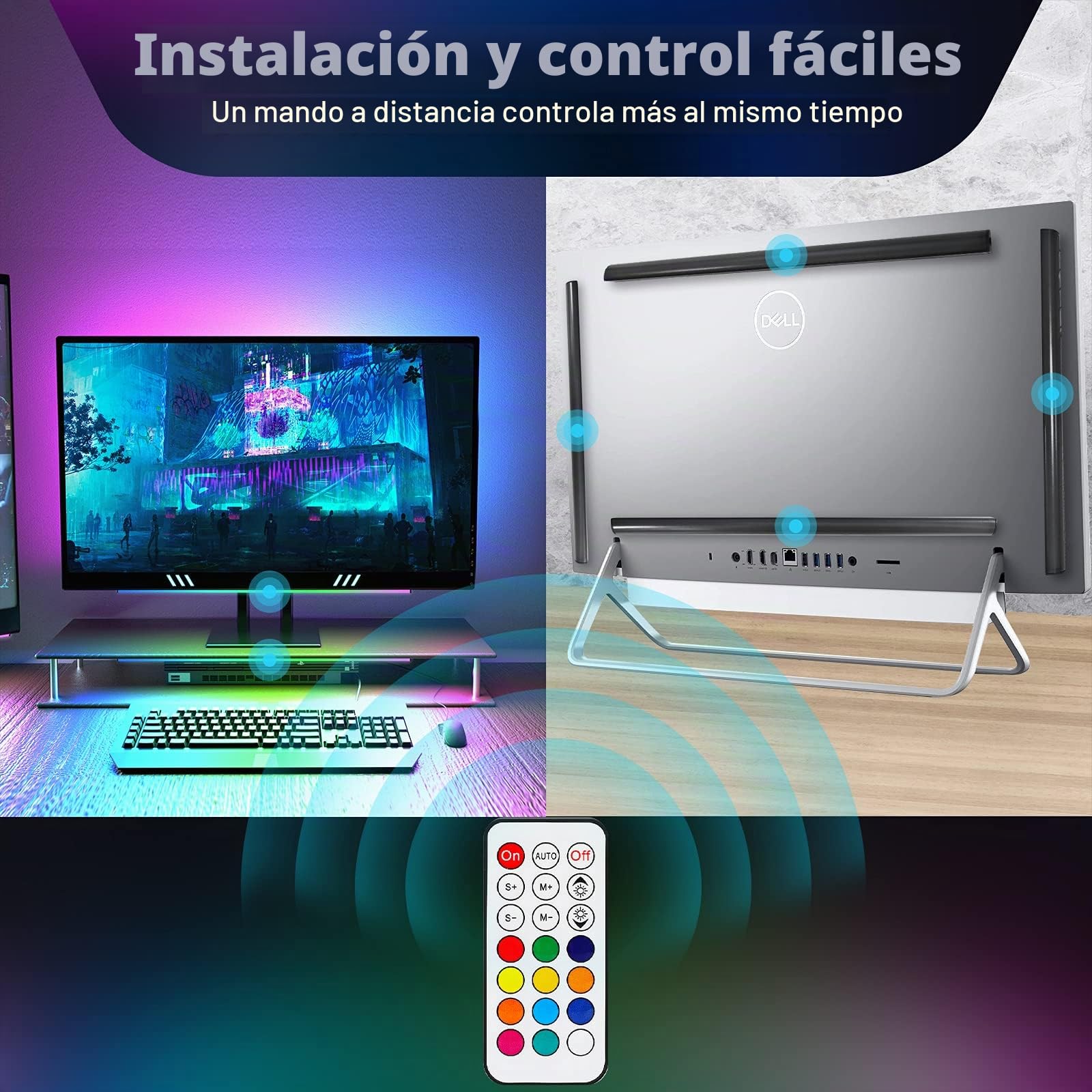 WILLED Barras de luz con Remoto, RGB Luces Gaming, 5V USB Barra de luz para debajo del Monitor, Retroiluminación de TV para Decoración de Habitaciones, Lámpara Gaming con 15 modos y Escena Arcoíris