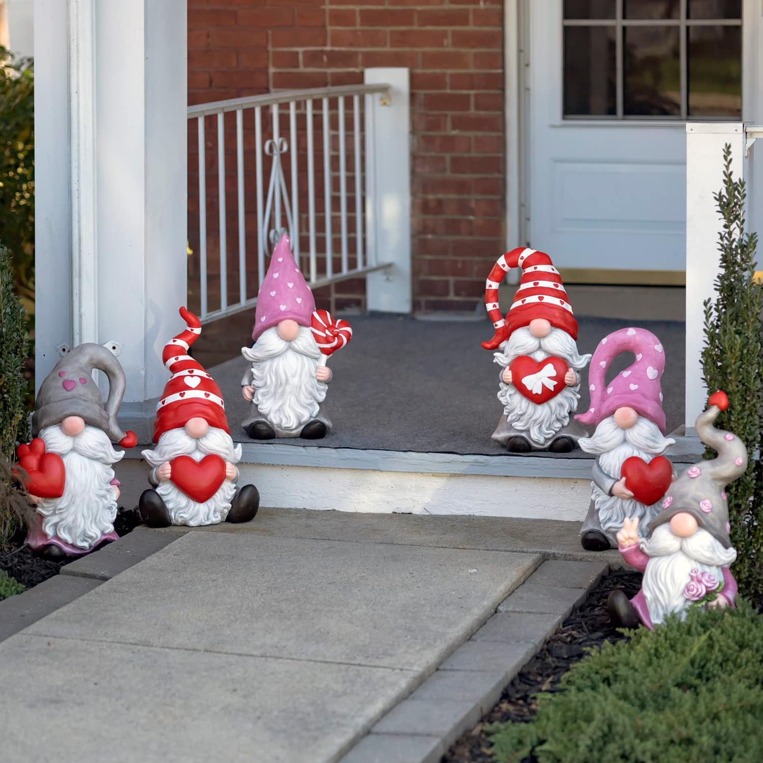 Zaer Ltd. 21" Tall Valentine's Day Garden Magnesium Gnomes The Valentinos in Assorted Styles (Grey Hat with Hearts)