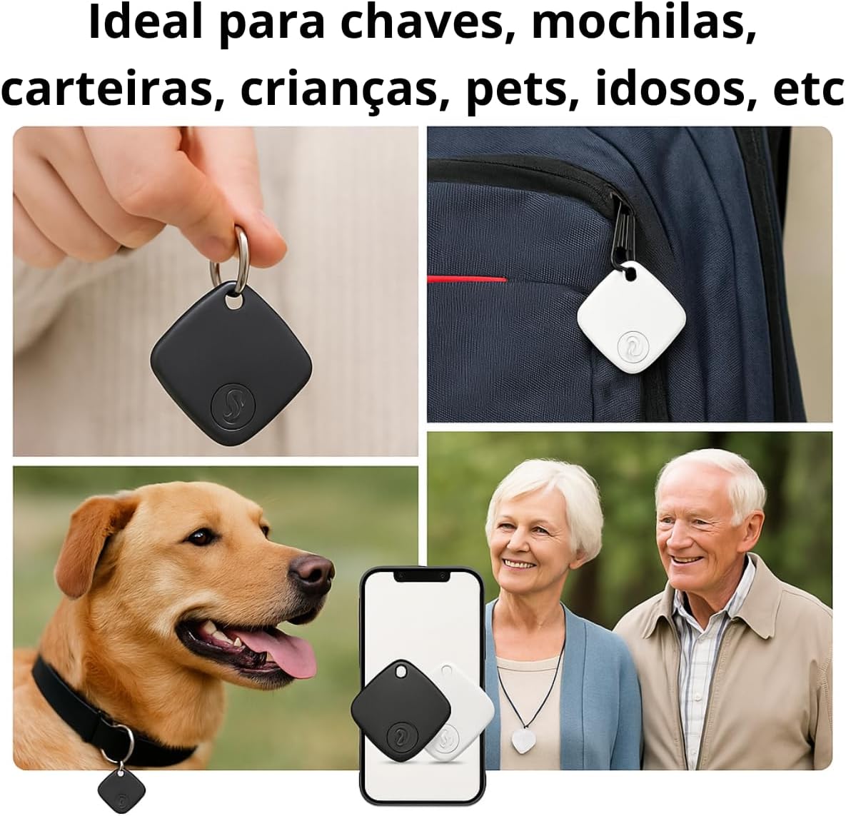 Rastreador Bluetooth Smart Tag – Compatível com App Buscar (Find My), Alarme Sonoro, Localização Global via GPS, Sensor de Movimento, Bateria Substituível - Ideal para Pets, Mochilas, Chaves, Idosos Rastreador Bluetooth Smart Tag – Compatível com App Buscar (Find My), Alarme Sonoro, Localização Global via GPS, Sensor de Movimento, Bateria Substituível - Ideal para Pets, Mochilas, Chaves, Idosos