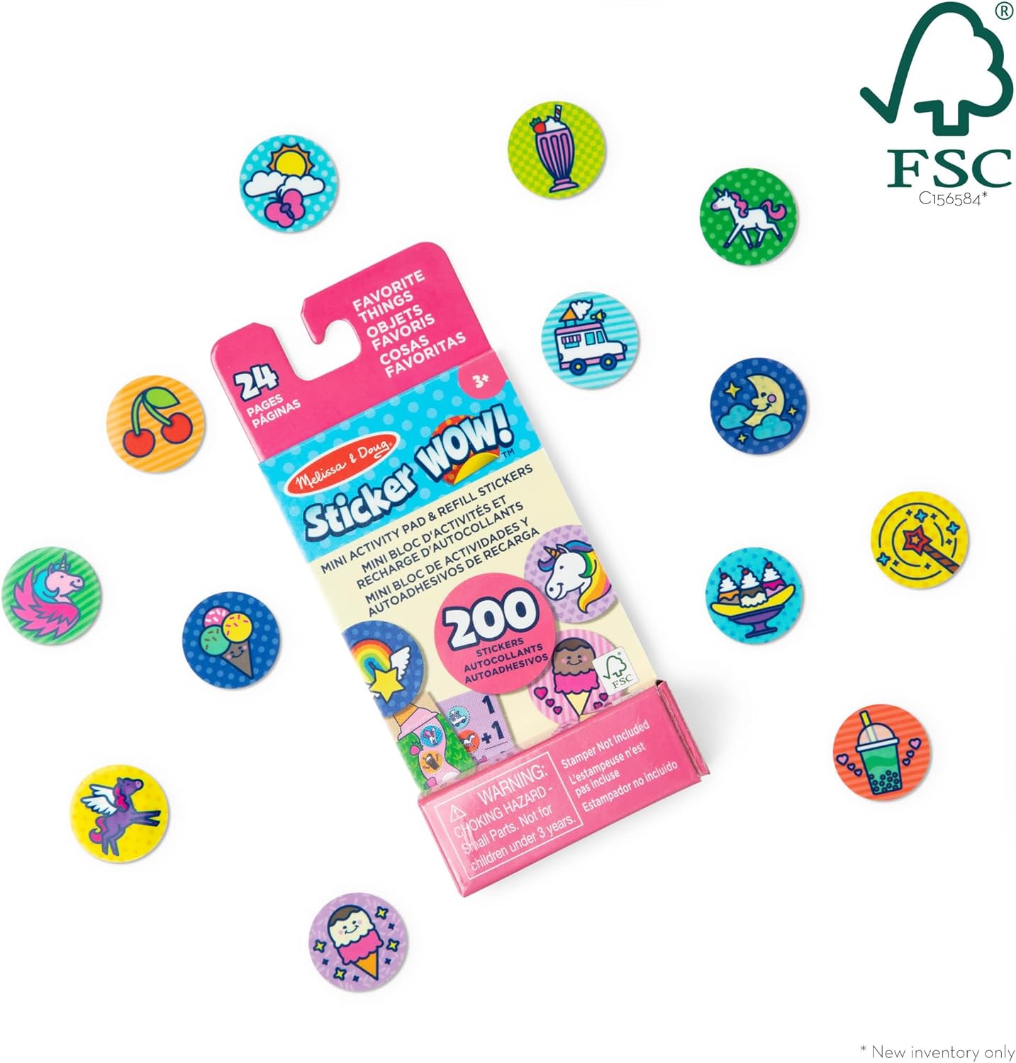 Melissa & Doug Sticker Wow!™ Mini Activity Pad and 200+ Refill Stickers for Sticker Stamper Arts and Crafts Fidget Toy Collectibles – Assorted Favorite Things Stickers - FSC-Certified