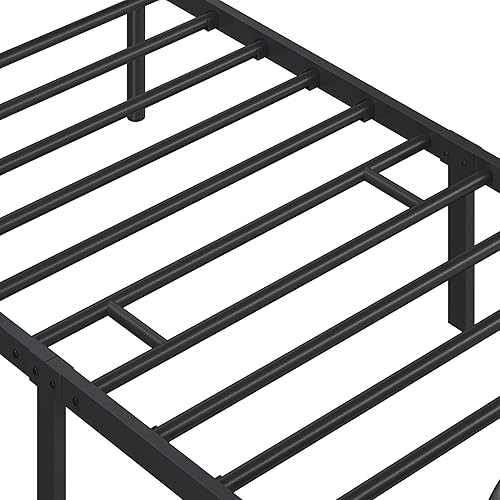 Miniatura 8 de Topeakmart Base de cama individual de metal con cabecera de estilo vintage, base de colchón, no necesita somier, almacenamiento debajo de la cama,