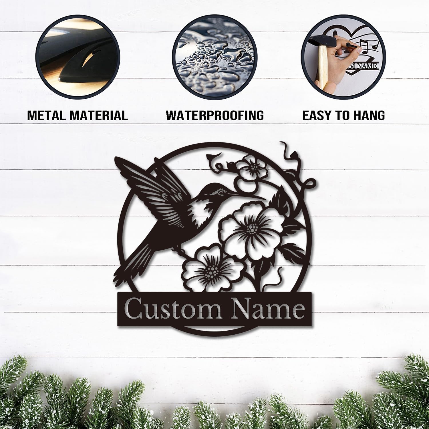 Personalized Bird Metal Sign Custom Garden or Yard Decor Bird Metal Wall Art Personalized Wedding Gifts (Style-1)