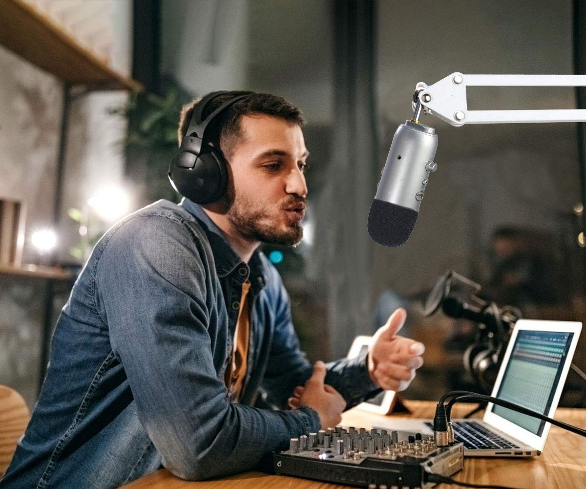 Blue Yeti Arm Support de microphone avec protection contre le vent Compatible avec le microphone Blue Yeti Pro de YOUSHARES (blanc)