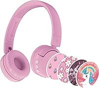 Vista 9 de BuddyPhones POP Fun Auriculares plegables Bluetooth para niños + micrófono, funciona con cable o inalámbrico, limitación de volumen SafeAudio