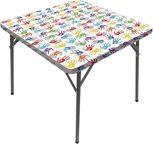 Manteles decorativos coloridos, diseño de acuarela para niños, con estampado de mano humana, lavable, a prueba de derrames, se adapta a mesas de 48