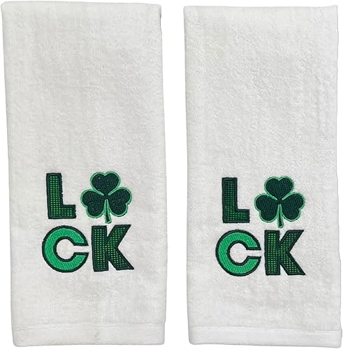 Miniatura 6 de Serafina Home Toallas de mano irlandesas del día de San Patricio suave y absorbente para invitados, bordado de trébol verde, 100% algodón, blanco