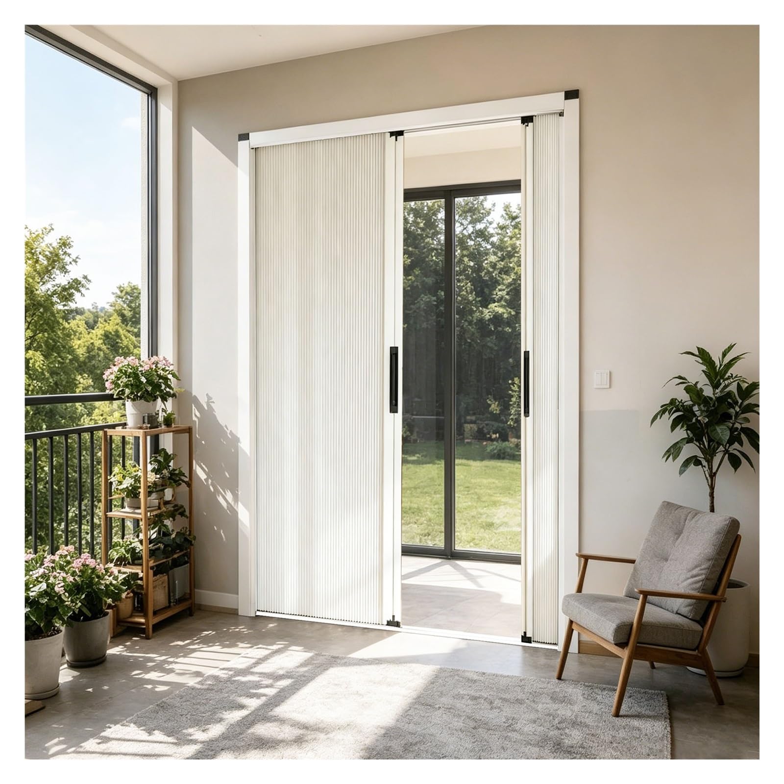 Accordion Sliding Door for Balcony Patio Bedroom Closet Kitchen Pantry, No Drill Space Saving Interior Divider Doorway, Aluminum Frame Room Bi-Fold Doors(160x210cm(63"x83"))