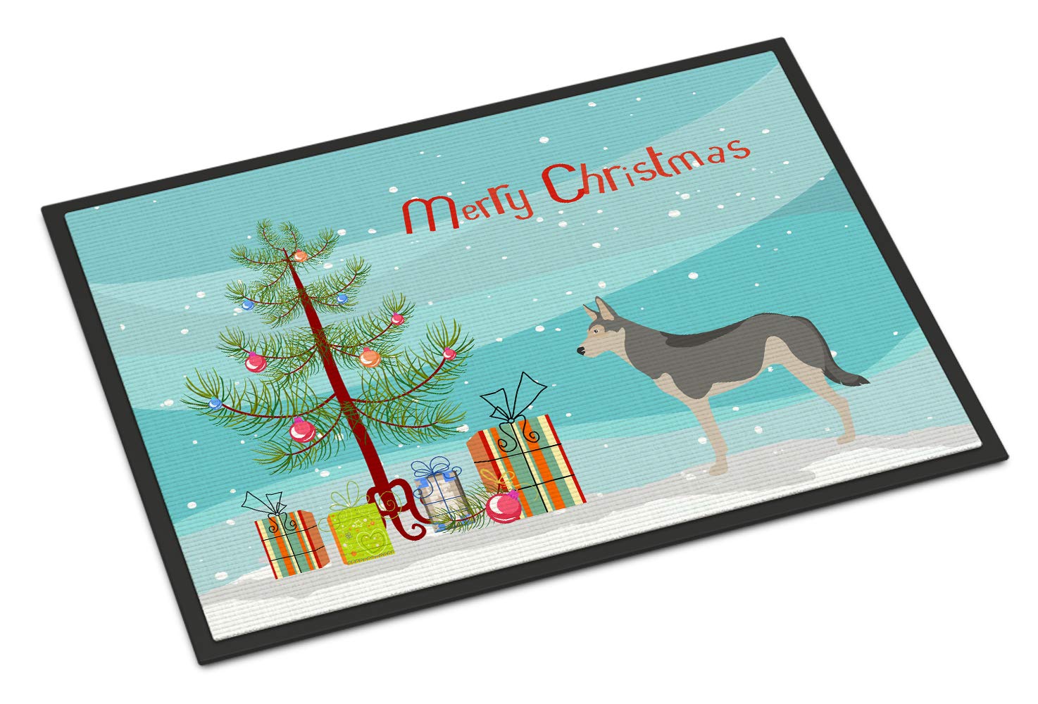 Caroline's Treasures BB8458MAT Saarloos Wolfdog Christmas Doormat 18x27 Front Door Mat Indoor Outdoor Rugs for Entryway, Non Slip Washable Low Pile, 18H X 27W