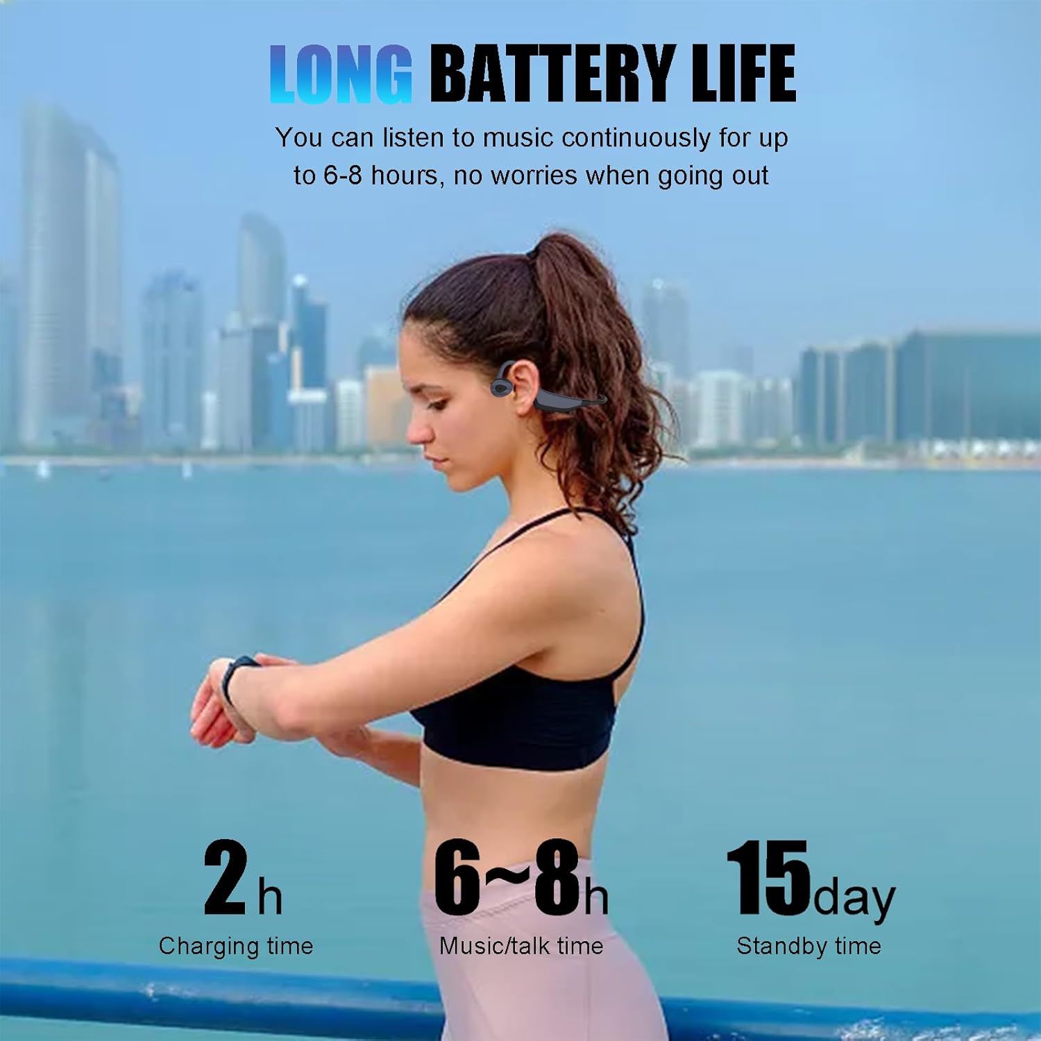 Bone Conduction Headphones, Swimming Headphones-IPX8 Waterproof Open Earphones, Up to 8 Hours Playtime Bluetooth 5.4 Underwater Sport Earbuds with 16 GB MP3 Memory for Swimming, Marathon blue
