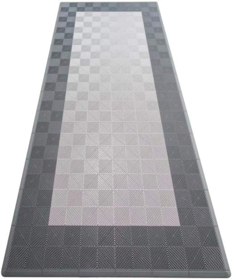Swisstrax Single Car Pad with Edges (17.5' x 8' x .75") by Ribtrax (Slate Grey/Pearl Grey)