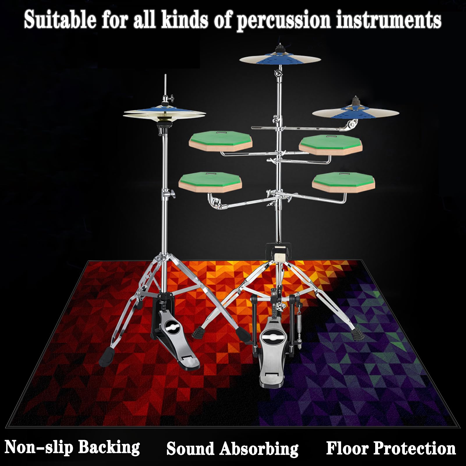 Elektroniczna mata perkusyjna, maty perkusyjne, mata akustyczna, dźwiękoszczelna mata do instrumentów muzycznych, antypoślizgowa mata na baterie 160 x 120 cm