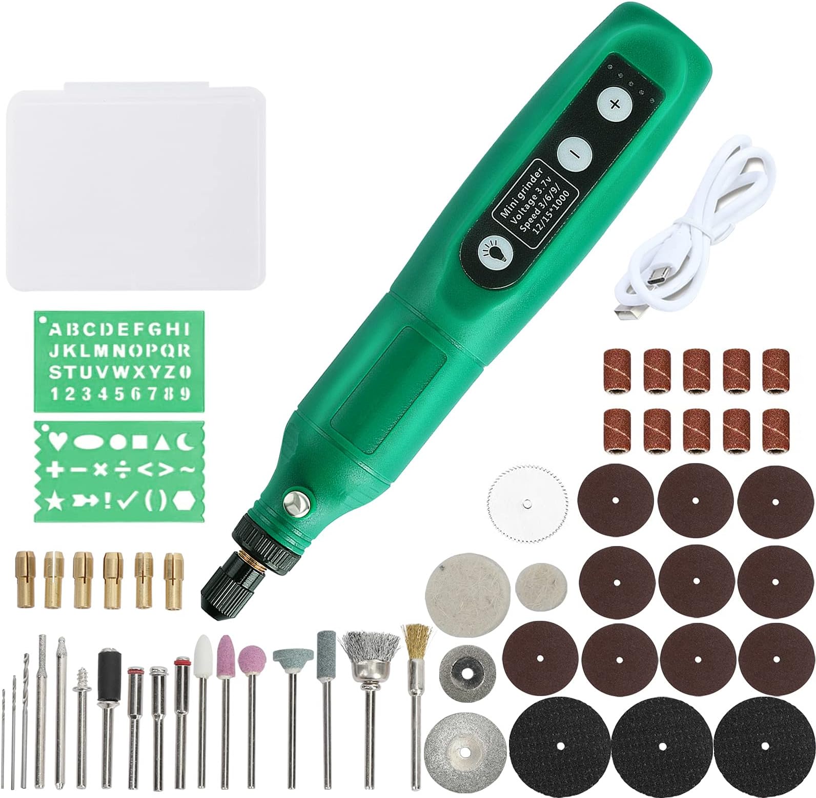 Cordless Rotary Tool, Katolang 3.7V Rotary Multi Tool with 5 Variable Speed 51 Pcs Accessories Kit LED Light, USB Charging Mini Drill Cordless for Crafts Polishing/Carving/Cutting/Grinding/Cleaning