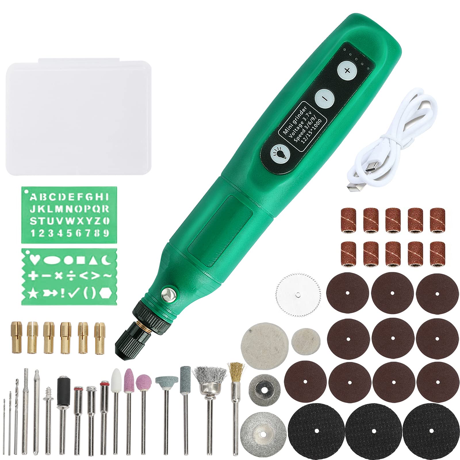 Cordless Rotary Tool, Katolang 3.7V Rotary Multi Tool with 5 Variable Speed 51 Pcs Accessories Kit LED Light, USB Charging Mini Drill Cordless for Crafts Polishing/Carving/Cutting/Grinding/Cleaning