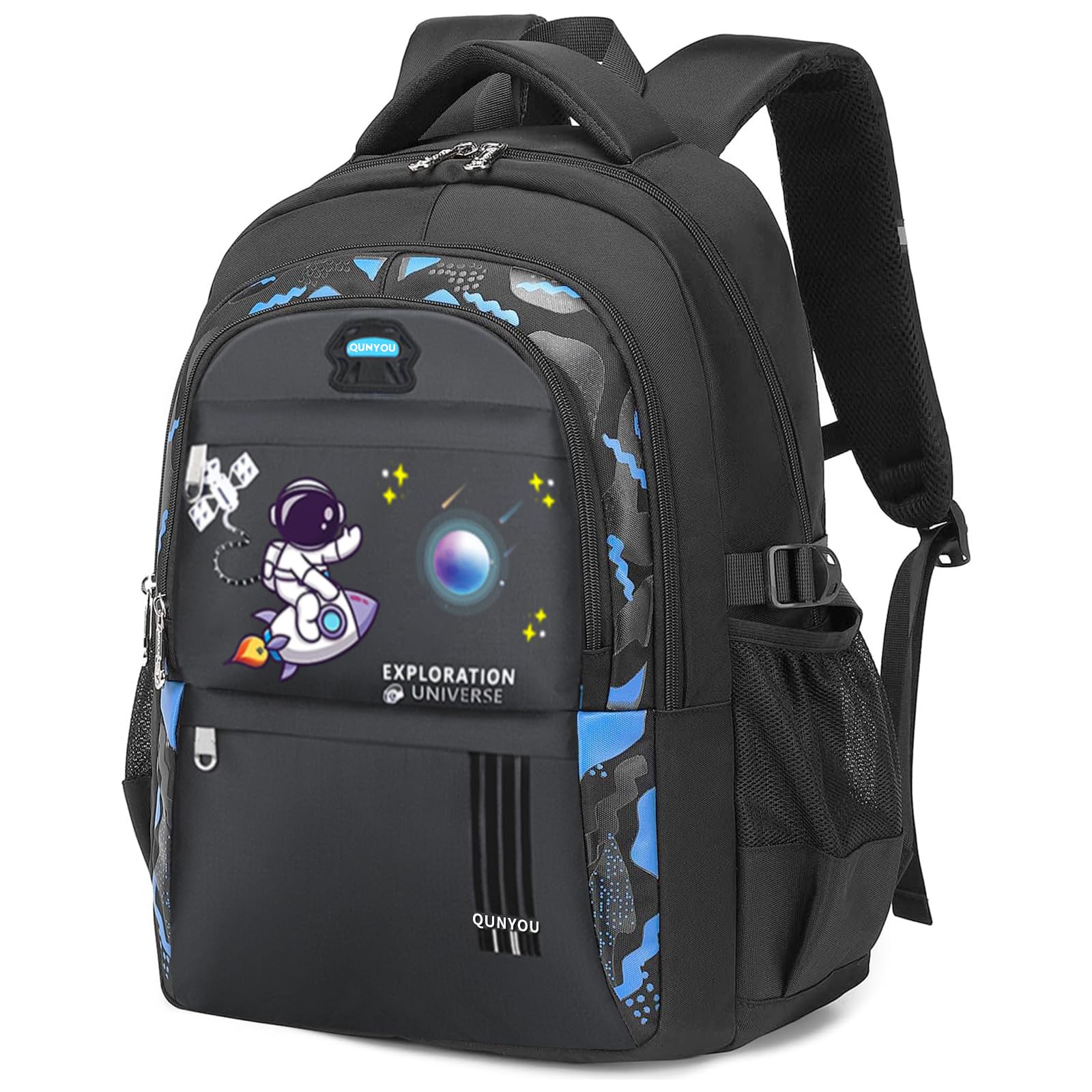 Yoawllty School Bag for Boys, Space Backpack for Boys Kids Elementary School Bags Middle Primary School Book Bag Lightweight School Bag for Students Black