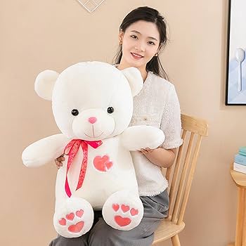 【あいさん専用】リボン付きピンクホワイトクマぬいぐるみ　お約束の3本セット Amazon｜熊ぬいぐるみ ピンク 45CM リボン飾り 心型柄 可愛い ふんわり