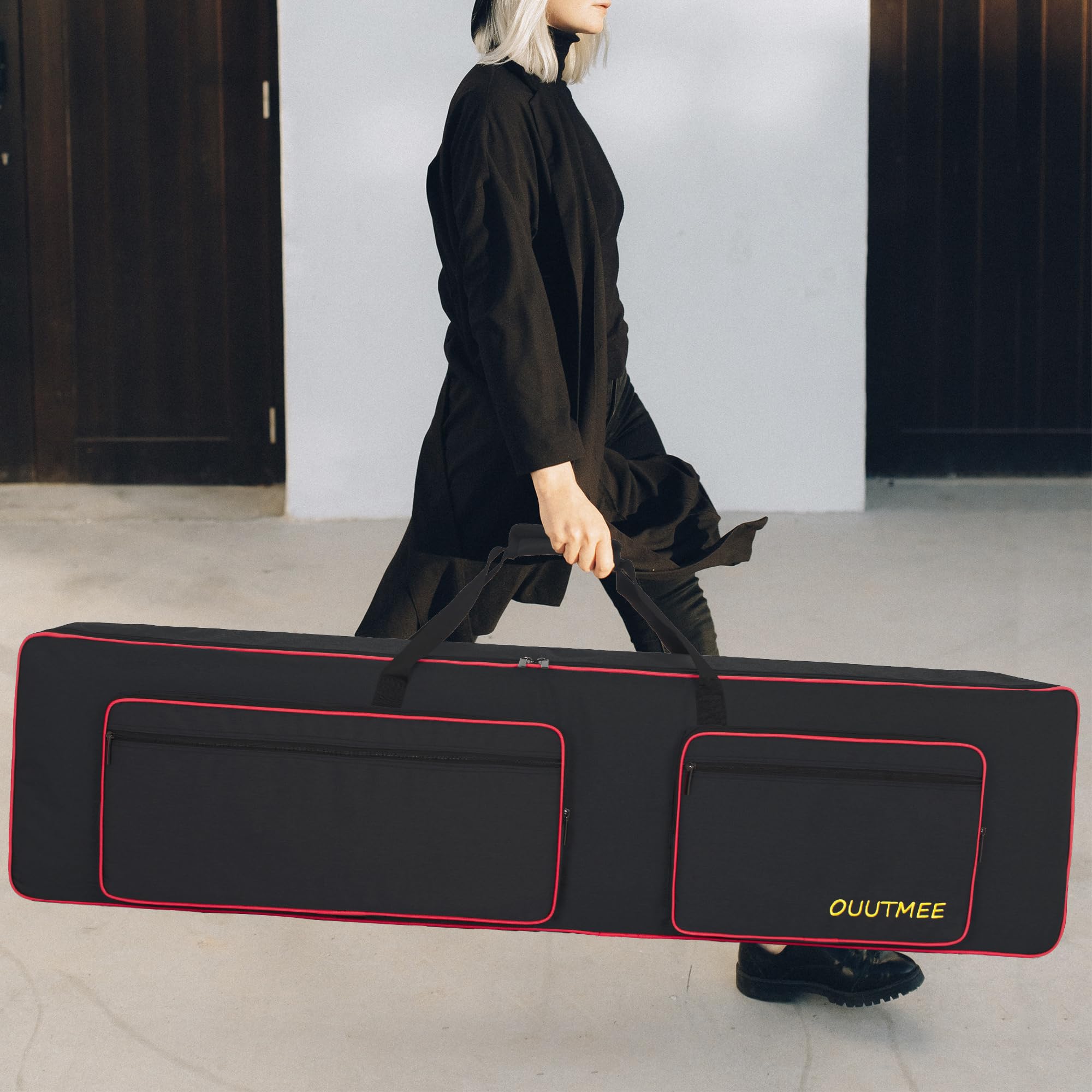 OUUTMEE Custodia 88 keyboard, per pianoforte elettronico, tessuto Oxford 600D con 10 mm Home, Gigbag (nero) Antiurto, impermeabile, quattro angoli di protezione