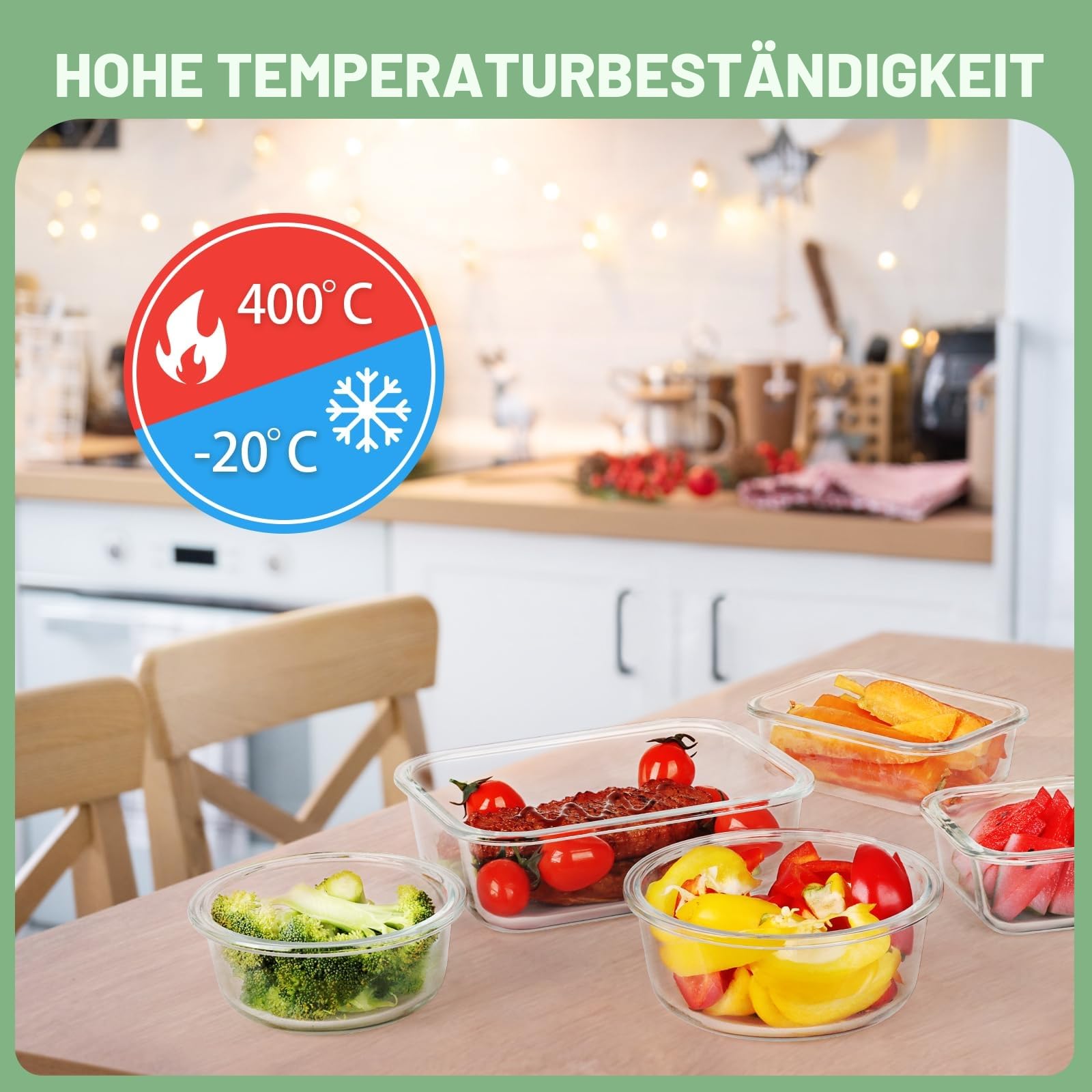 Skroam 24-Teiliges Glasbehälter-Set Mit Deckel - Frischhaltedosen für Lebensmittel, Meal Prep Boxen, Mikrowellengeeignet, BPA-Frei (12 Behälter & 12 Deckel)