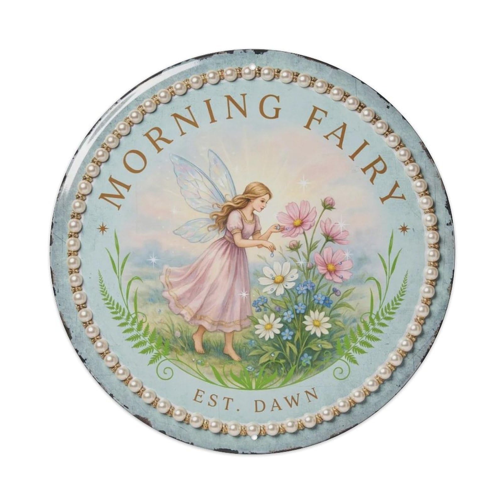 Mushroom Grove Woodland Fairy Metal Tin Sign Plaque