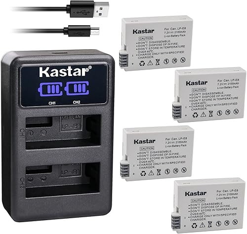 Miniatura 9 de Kastar Cargador de batería USB LP-E8 LED2 compatible con Canon EOS Rebel T2i, Rebel T3i, Rebel T4i, Rebel T5i, EOS 550D, 600D, 650D, 700D, EOS Kiss