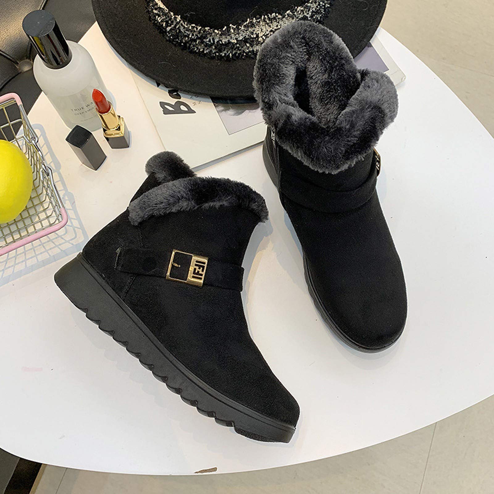 VLOOKST Dames Laarzen Sleehak Sneeuwschoen Sneeuwlaarzen Winterlaarzen Waterdicht Warme Bont