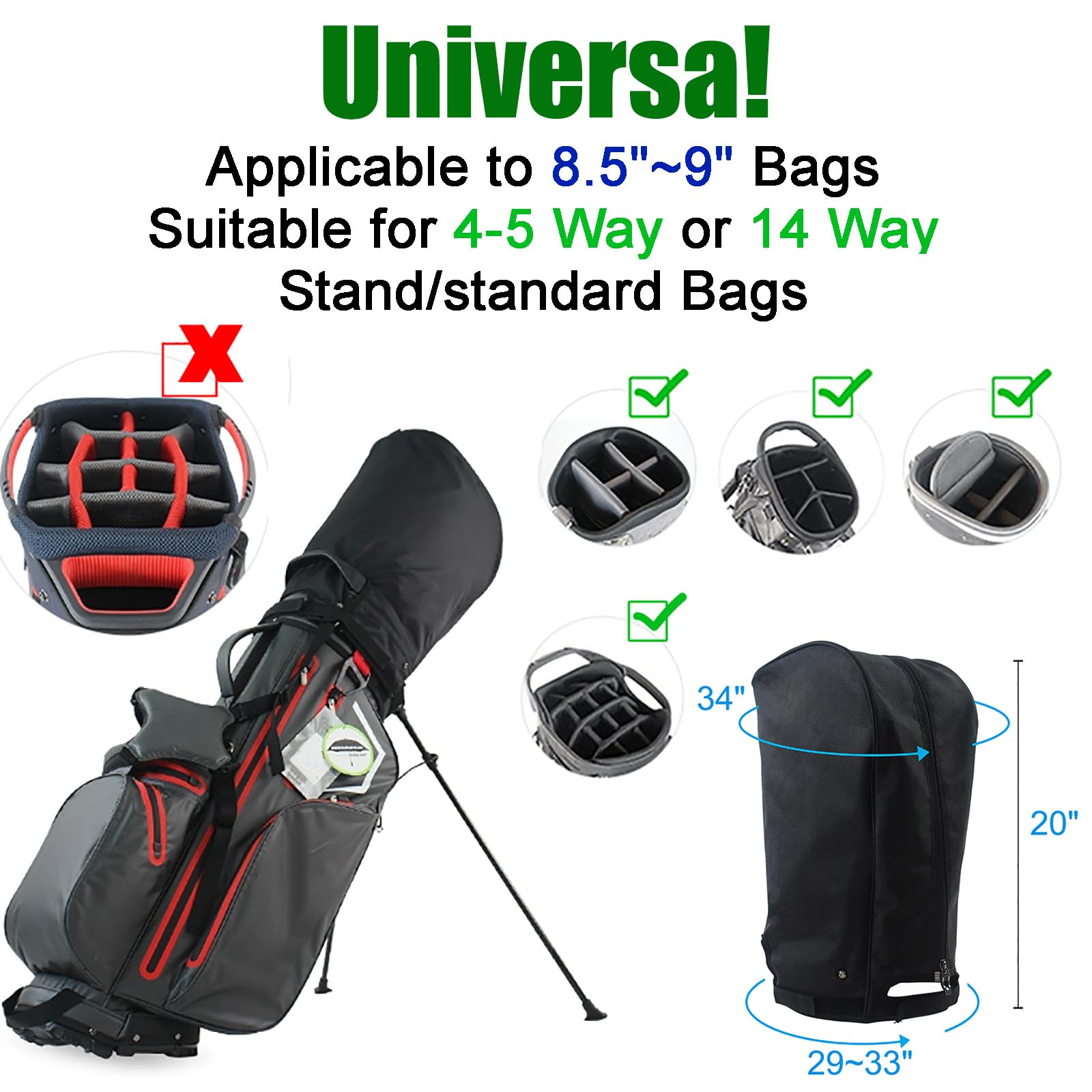 ZHICIM Golf Bag Rain Cover Hood Universal 1680D Nylon, Rain Cape for Golf Bags with Snap Button, Waterproof Material Dustproof Club Protector : Sports & Outdoors