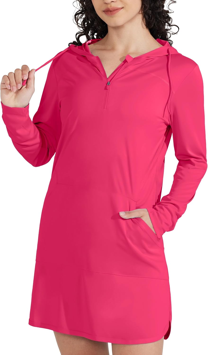 Willit Women's UPF 50+ Swim Cover-Up Dress Hooded Beach Sun Long Sleeve Swimwear Quick Dry SPF Swim Shirts