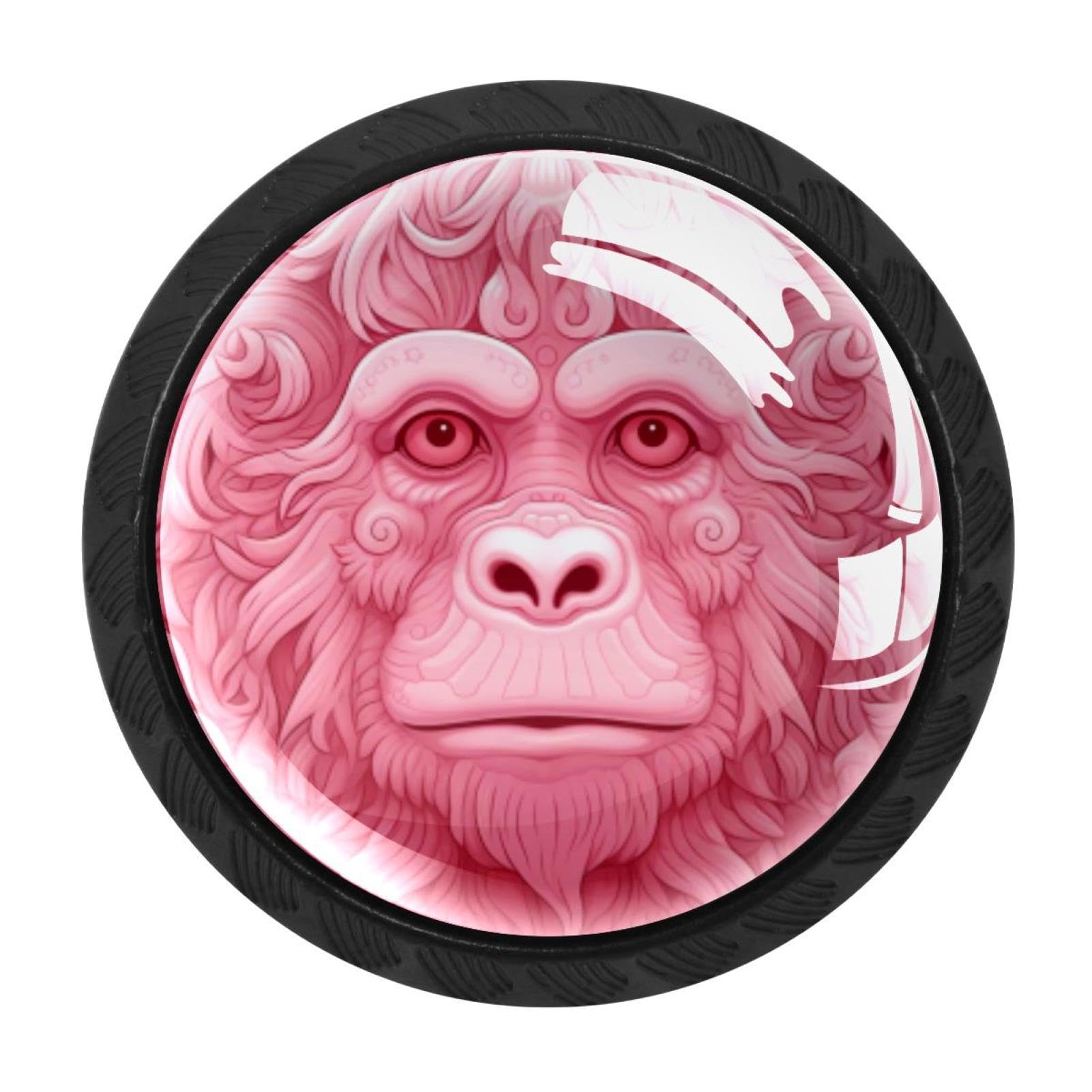 Chenzzzz Multicolored 02 4 Pack Pink Monkey Orangutan Kitchen Cabinet Knobs Drawer Knobs Dresser Knobs Matte Black Zinc Knobs Drawer Pulls Door Knobs Dresser Drawer Handles Knobs For Dresser Drawers