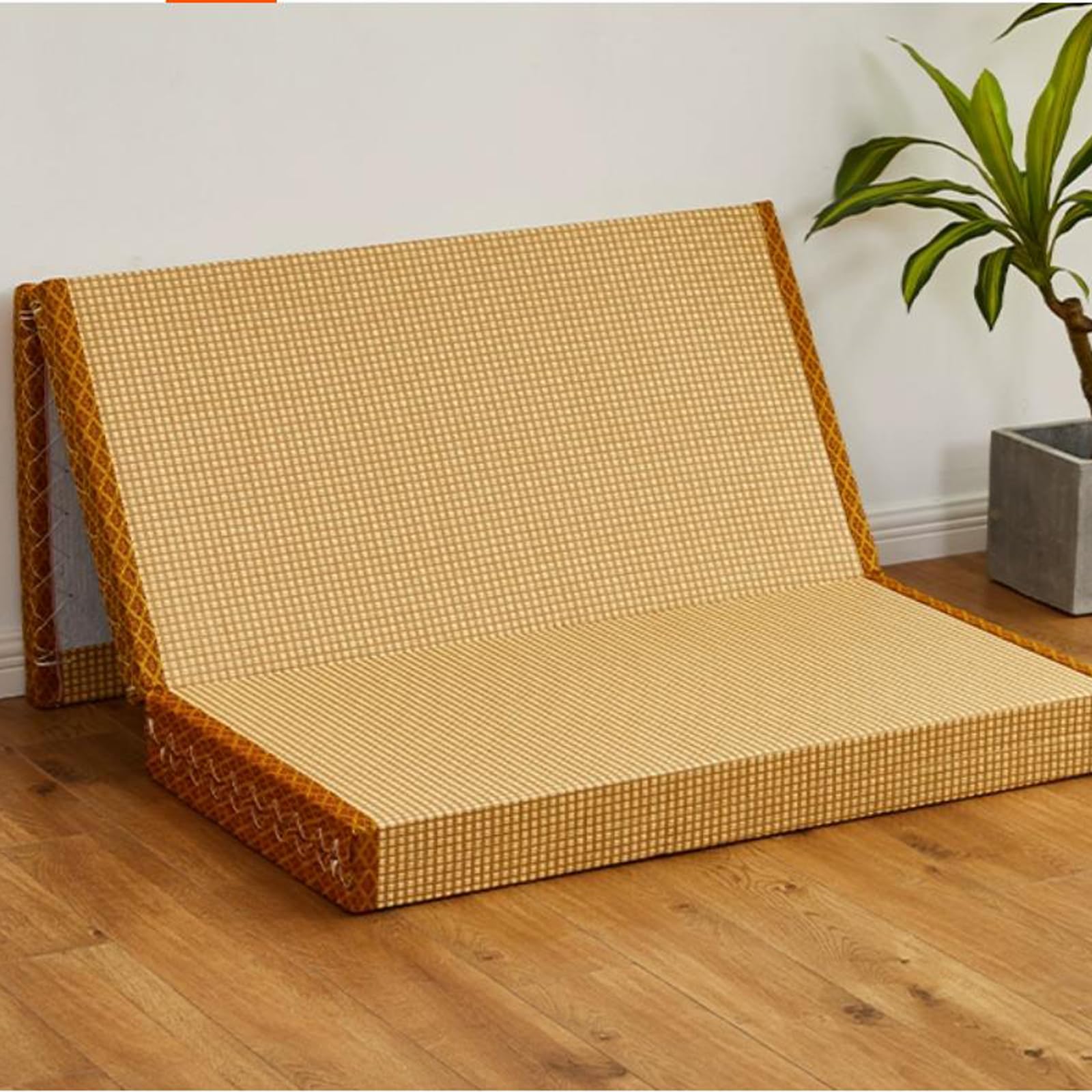 Colchón de futón plegable, tapete de suelo de hierba rush marrón, colchón enrollable compacto para meditación, yoga, sala zen, salón japonés, cama plegable portátil