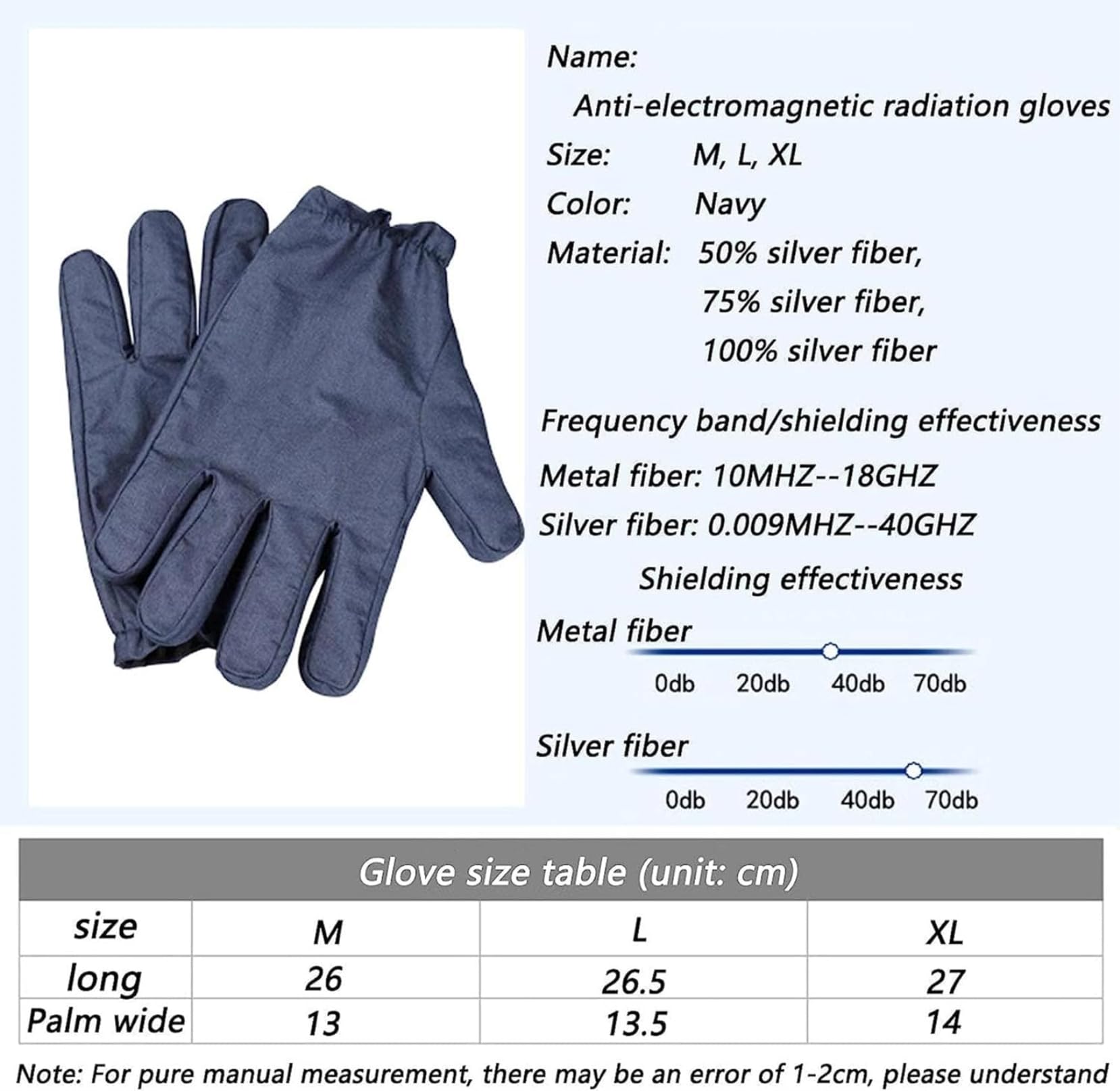 Abbigliamento Anti-radiazione EMF, Guanti di Protezione dalle Radiazioni elettromagnetiche 5G Anti-radiazione, Fibra d'Argento al 50%