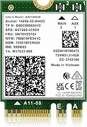 Placa sem fio WiFi 6E AX210NGW, Bluetooth 5.3 Tri-Band 5400Mbps M.2/NGFF para PC Laptop AX210 placa de rede compatível com Windows 10/11 (64 bits)