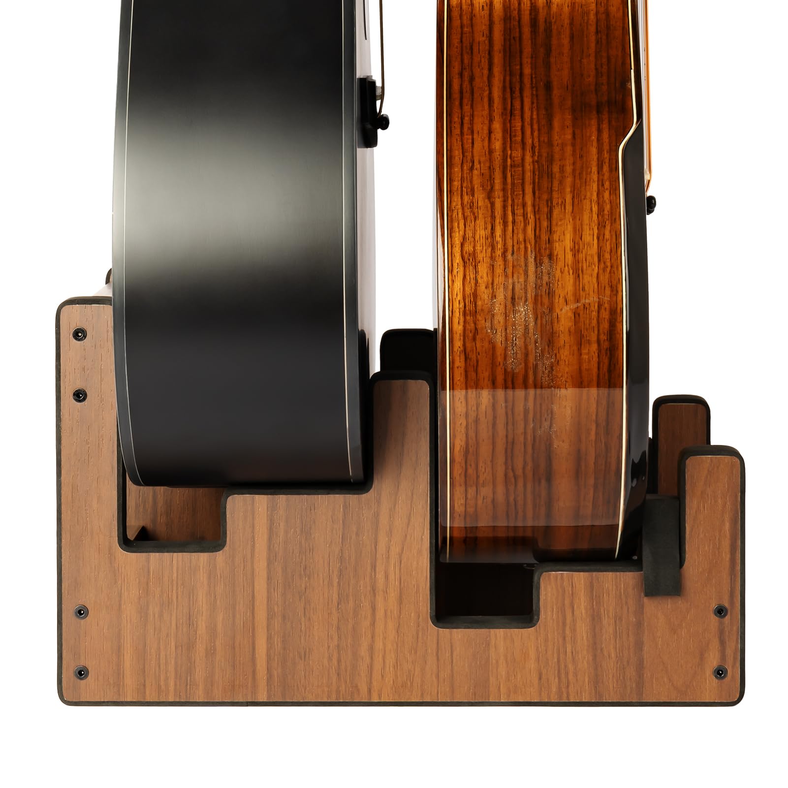 STRICH L-2AW Support de guitare en bois pour plusieurs guitares, 2 supports, affichage frontal, gain de place, pour la maison, le studio, la scène, couleur noyer, L-2AW (pour 2 acoustiques)