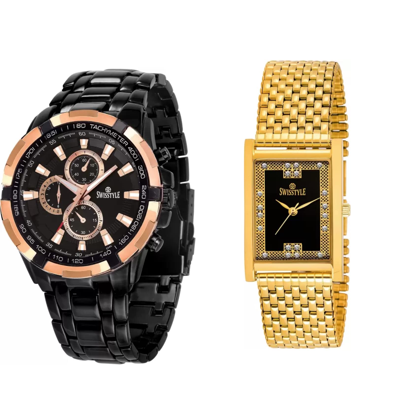 SWISSTYLE Black Dial Analog Watch for Men - SS-6612BLK-9212BLK (B0BXH36WRL) Amazon Price History, Amazon Price Tracker