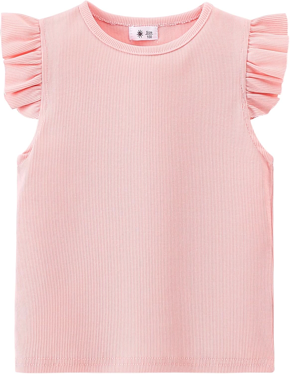 AMIYAN Toddler Ruffle Sleeve Top Summer Cotton T-Shirts Casual Crewneck Tees Tops Basic Blouse for Girls 1-6Y