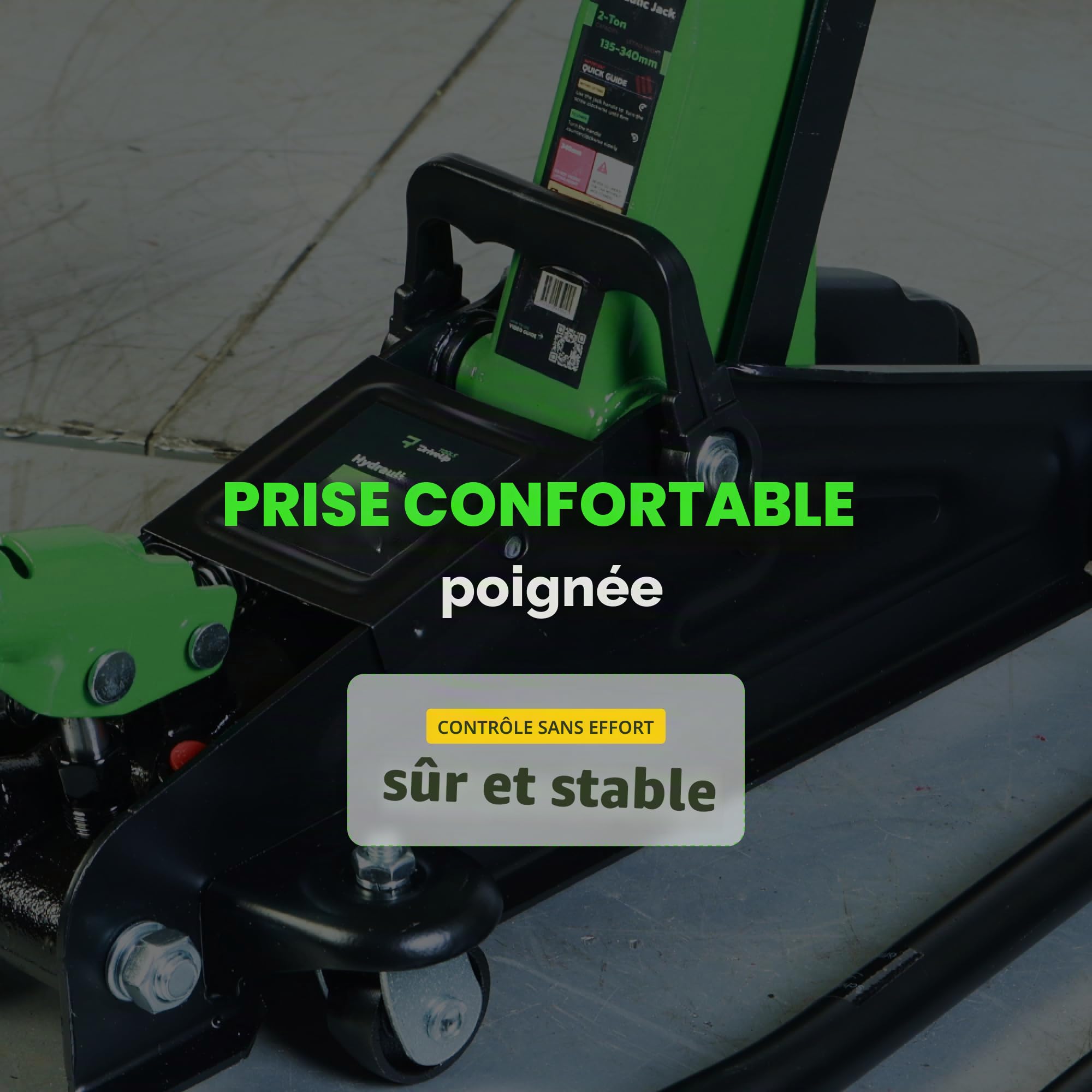 Cric roulant hydraulique de 2 tonnes avec étui de transport – Plage de levage de 13,5 à 34 cm – Cric de voiture compact et robuste pour voitures et SUV – Outil fiable de 2000 kg pour