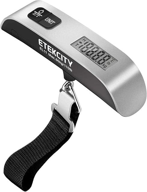 Etekcity Luggage Scale, Digital Portable Handheld Suitcase Weight for Travel with Rubber Paint, Temperature Sensor, 110 Pounds, Battery Included