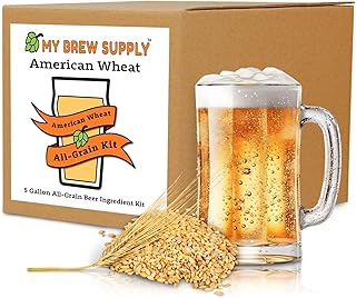 My Brew Supply American Wheat Brewing Kit | American Wheat & Pilsner Malt | Caramel Grain | Kent Goldings & Columbus Pellet Hops | Belgian/German Wheat Ale Yeast | 5 Gallon Advanced All Grain Home Brewing