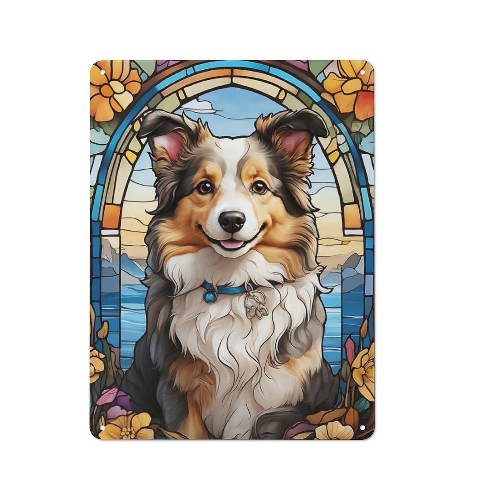 Junmoney Border Collie Retro Metal Sign 40X30cm For Kitchen Or Home Bar, For Kitchen, Dining Room And Home Bar Wall Decor