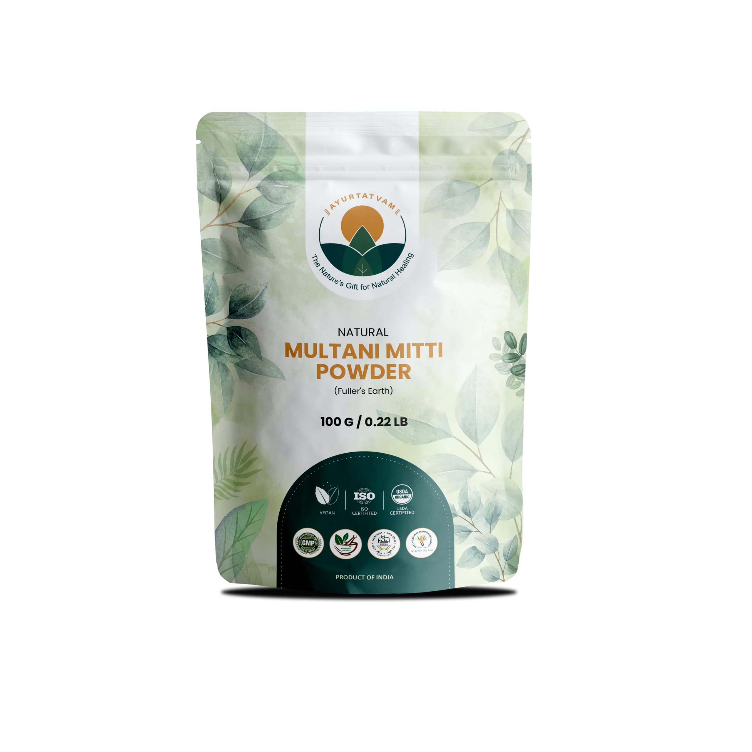 AyurtatvamNatural Pure Multani Mitti-Fuller's Earth-Bentonite Clay Powder- 100g for Skin Care