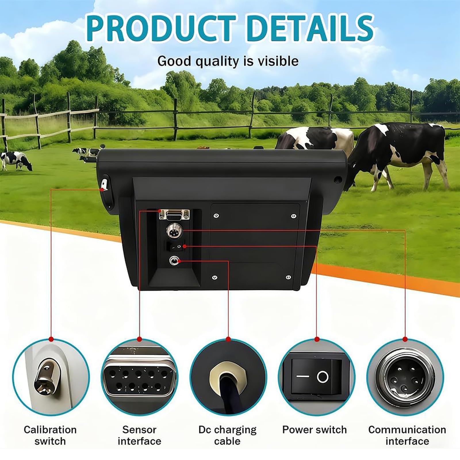 MObyat Kit Bilancia per Bestiame, Bilancia con Celle di Carico Ad Alta Precisione con Accessori, Display con Evidenziazione a LED, Lettura Chiara, può Pesare, Tarare E Azzerare, per Bovini, Suini