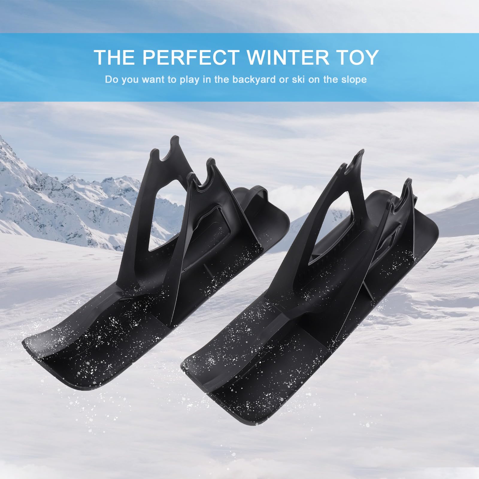 Healvian Lot de 2 Planches à Neige en Plastique Noir pour Draisienne Garçon et Filles 13-15 Pouces Sangles de Fixation Résistantes Froid Accessoires de Ski pour Vélo d'Équilibre et