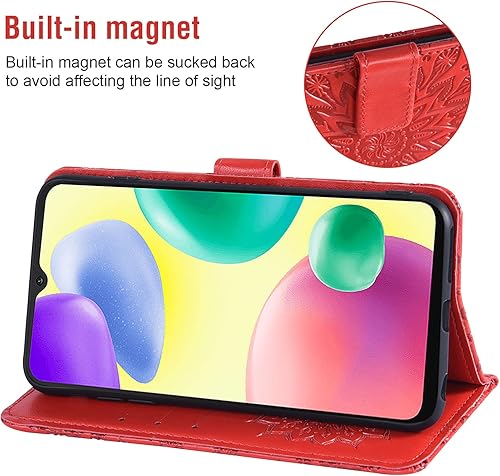 Miniatura 3 de Asuwish Funda de teléfono para Xiaomi Redmi 10A9C Wallet Cases con protector de pantalla de vidrio templado, funda delgada con tapa abatible,