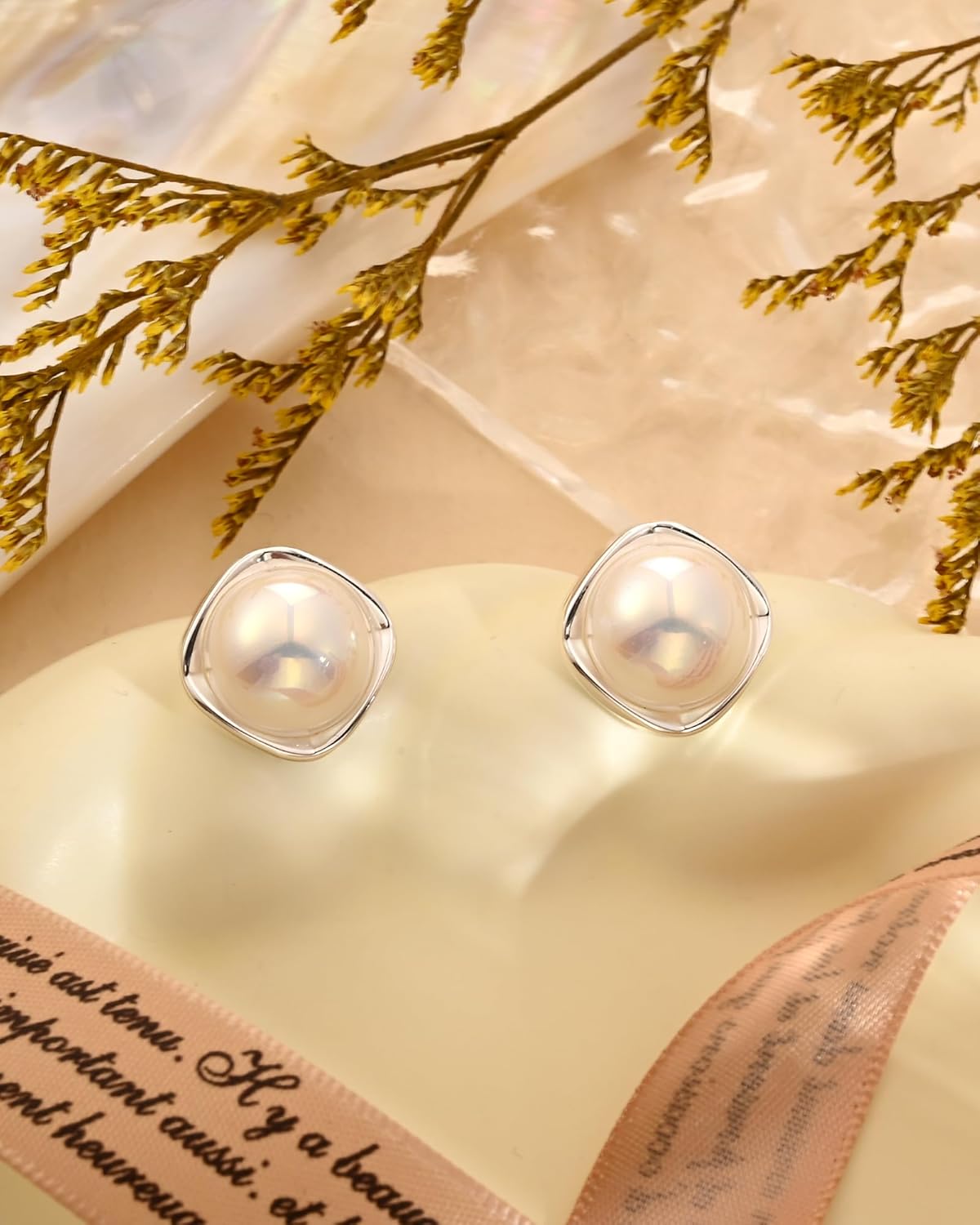 Silver Pearl Stud Earrings for Women, 925 Sterling Silver Post, Minimalist 8MM Pearl Jewelry Gift for Commute to Gala, Sensitive Ears & Occasions - Image 6