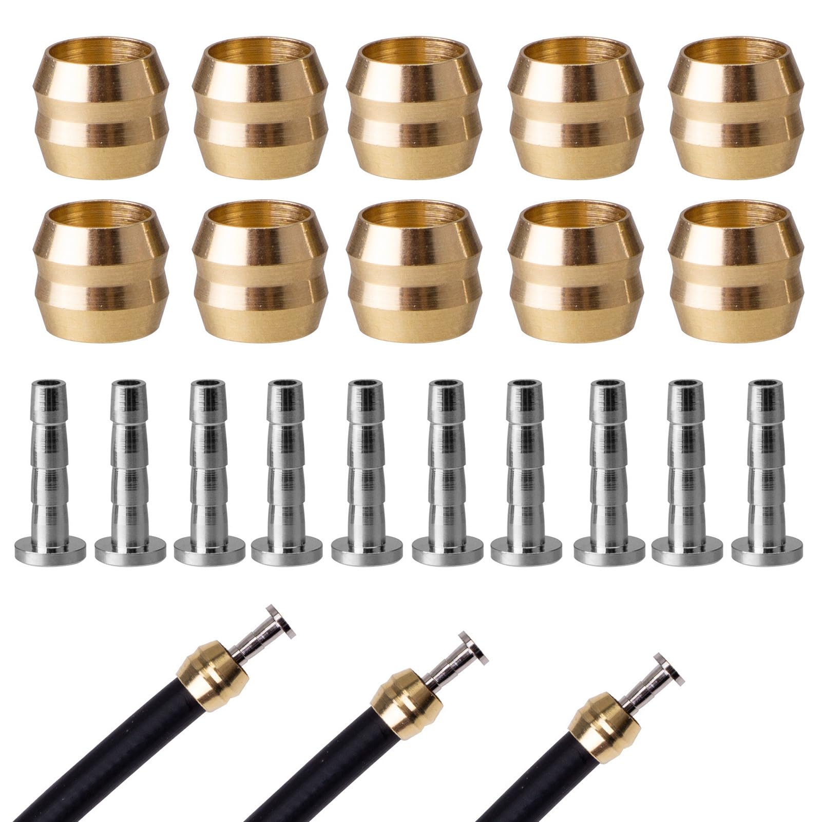 FunWorth 10 Stück BH90 Scheibenbrems Olive Einsatz Set, Hydraulischer Bremskabel Olive Steckereinsatz, Olive Steckereinsatz, Fahrradschlauch Oliveneinsatz Kompatibel mit Shimano Bremsen